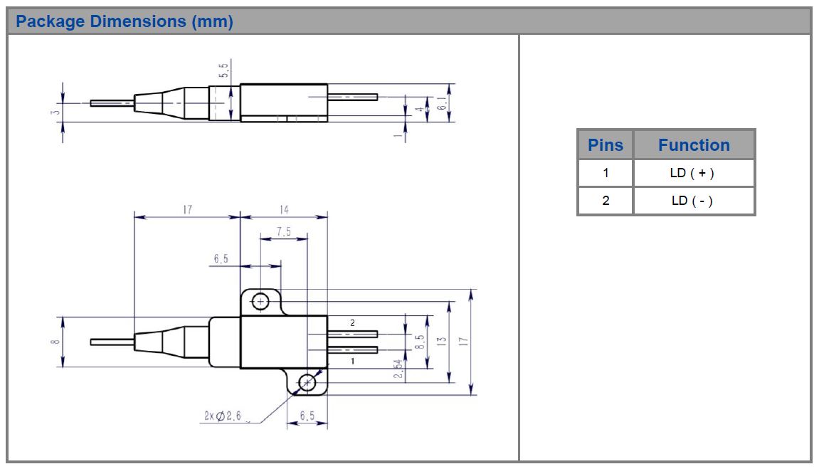 K915FB2RN-10.00W Single Emitter, 915nm, 10W Fiber Coupled Diode Laser